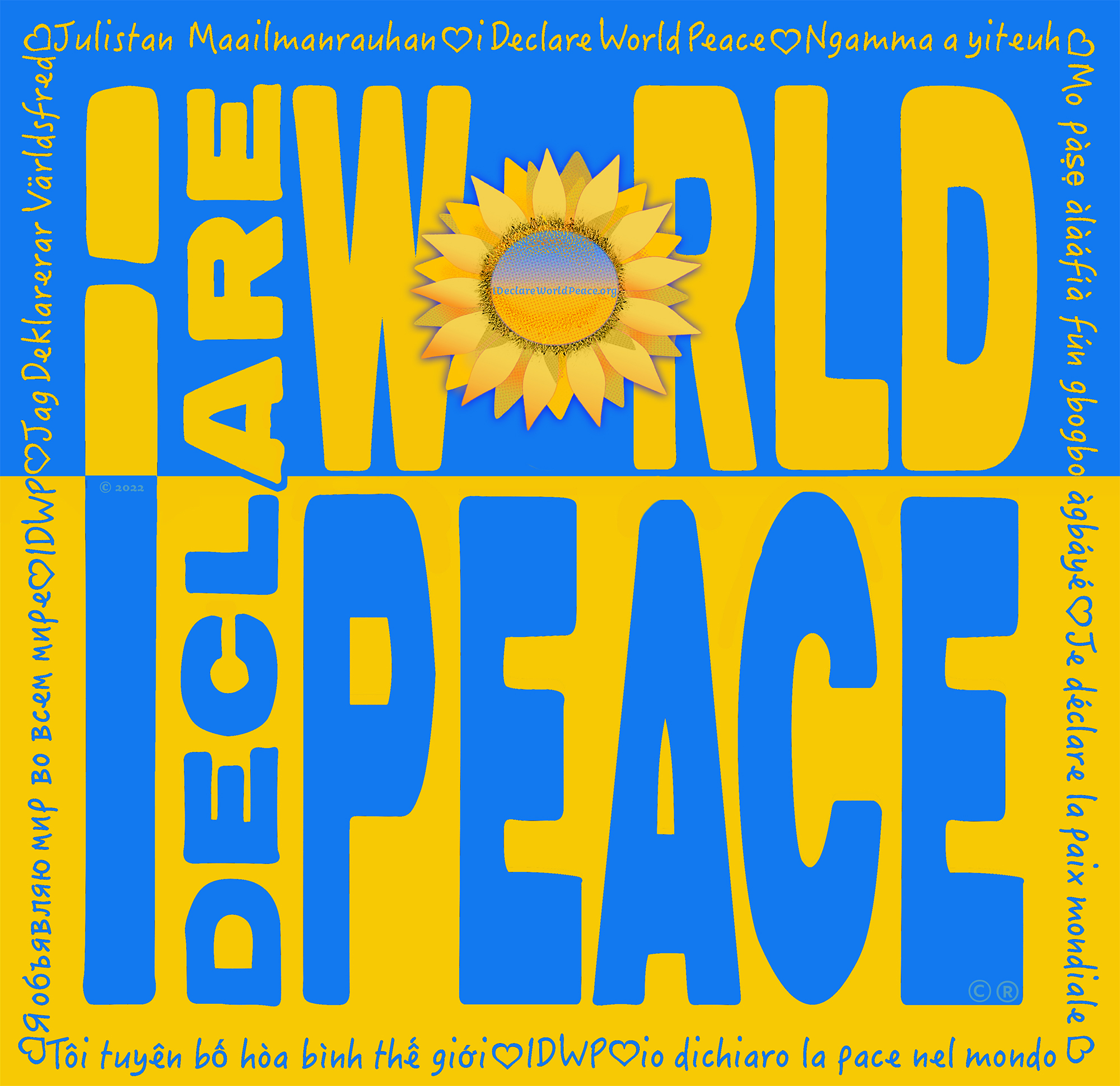 #IDWP Peace Logo in Ukraine colors. Created in solidarity & support of Ukraine. Click img for Teespring store.