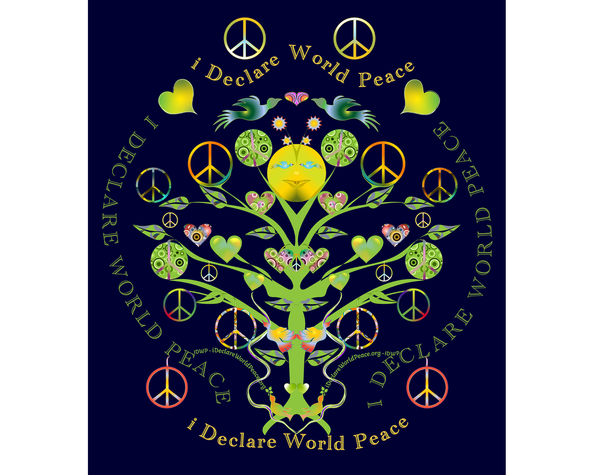 #IDWP The I Declare World Peace Tree reflecting love and harmony. Click for store.