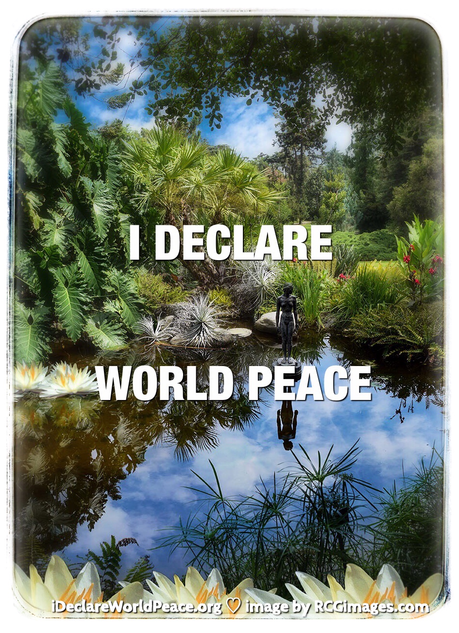  The I Declare World Peace /project is a power-of-intention worldwide art experiment that seeks to spread the phrase “I Declare World Peace”.