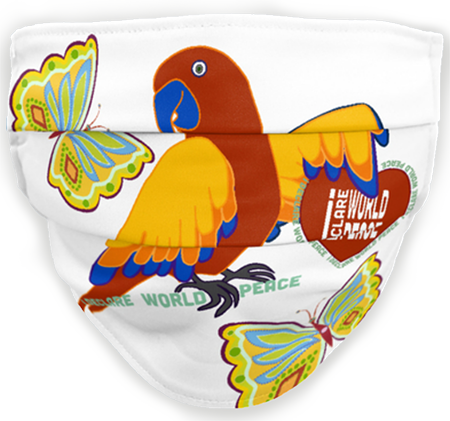 IDWP I Declare World Peace Parrot & Butterflies. Great on tees and other clothing.