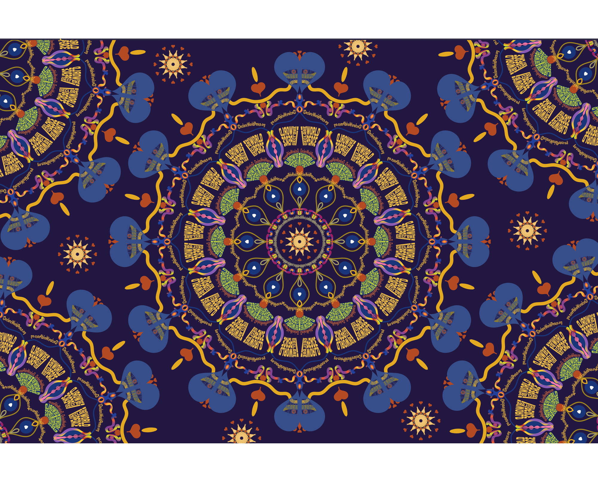 #Stunning I Declare World Peace Mandala with Hearts Fans Stars & Happiness. Click for store.