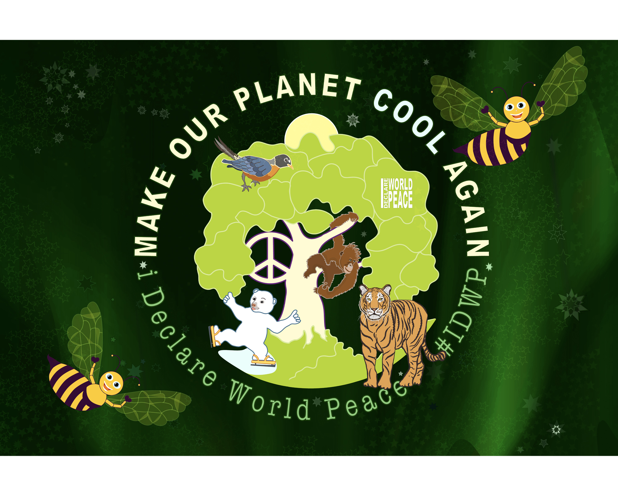 #IDWP Happy animals and birds in a cool again world - Jigsaw Puzzle. Click for store.